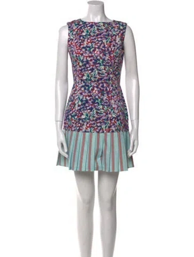 Pre-owned Suno Printed Mini Dress In Purple