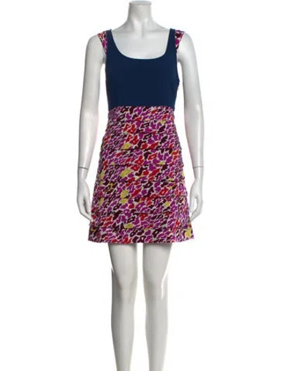 Pre-owned Suno Printed Mini Dress In Purple