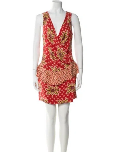 Pre-owned Suno Printed Mini Dress In Red