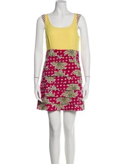 Pre-owned Suno Printed Mini Dress In Red