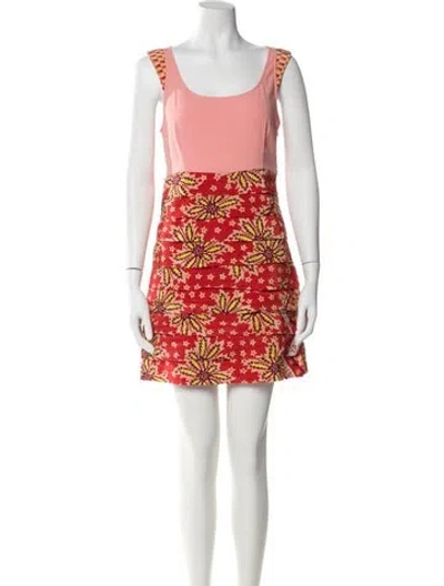 Pre-owned Suno Printed Mini Dress In Red