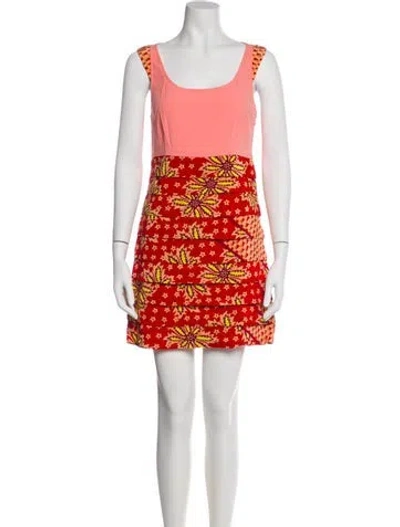 Pre-owned Suno Printed Mini Dress In Red