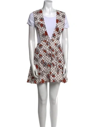 Pre-owned Suno Printed Mini Dress In White