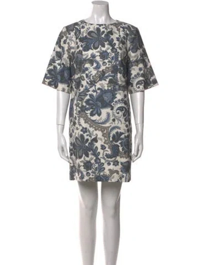 Pre-owned Suno Printed Mini Dress In White