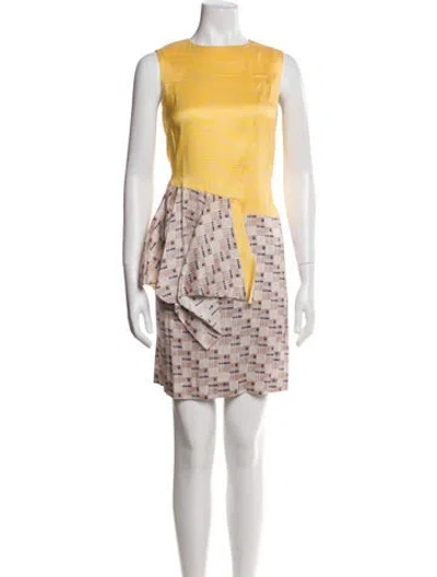 Pre-owned Suno Printed Mini Dress In White