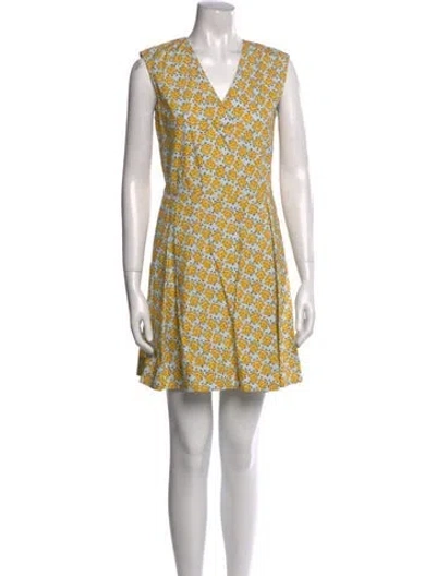 Pre-owned Suno Printed Mini Dress In Yellow
