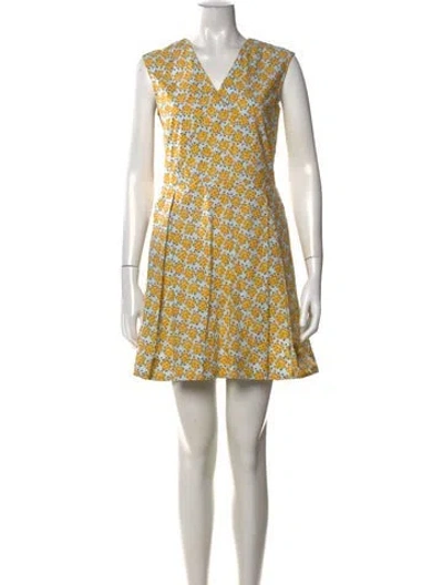 Pre-owned Suno Printed Mini Dress In Yellow