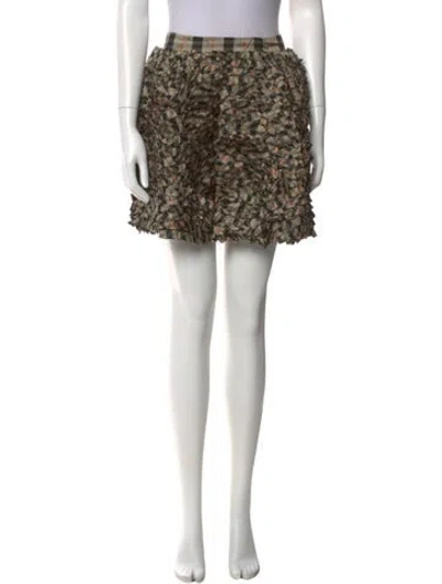 Pre-owned Suno Printed Mini Skirt In Green
