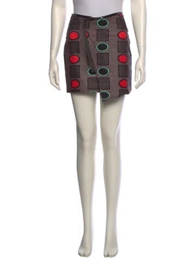 Pre-owned Suno Printed Mini Skirt In Neutral