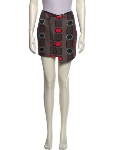 Pre-owned Suno Printed Mini Skirt In Neutral