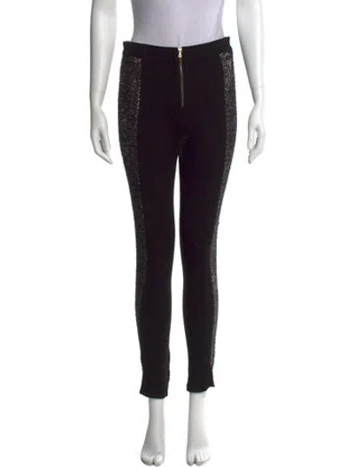 Pre-owned Suno Printed Skinny Leg Pants In Black