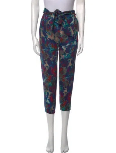 Pre-owned Suno Printed Skinny Leg Pants In Blue
