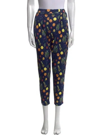 Pre-owned Suno Printed Skinny Leg Pants In Blue