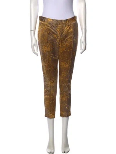 Pre-owned Suno Printed Skinny Leg Pants In Brown