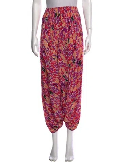 Pre-owned Suno Printed Skinny Leg Pants In Pink