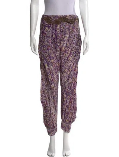 Pre-owned Suno Printed Skinny Leg Pants In Purple