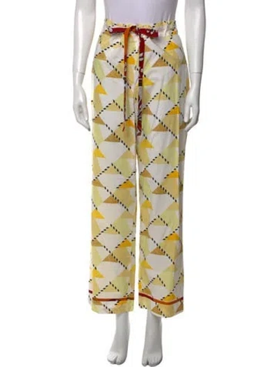 Pre-owned Suno Printed Straight Leg Pants In Yellow