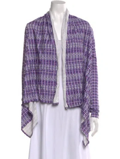 Pre-owned Suno Printed V-neck Sweater In Purple