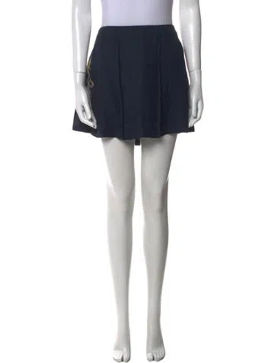 Pre-owned Suno Raw-edge Trim Mini Skirt In Blue