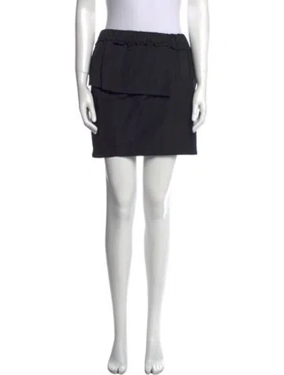 Pre-owned Suno Raw-edge Trim Mini Skirt In Blue