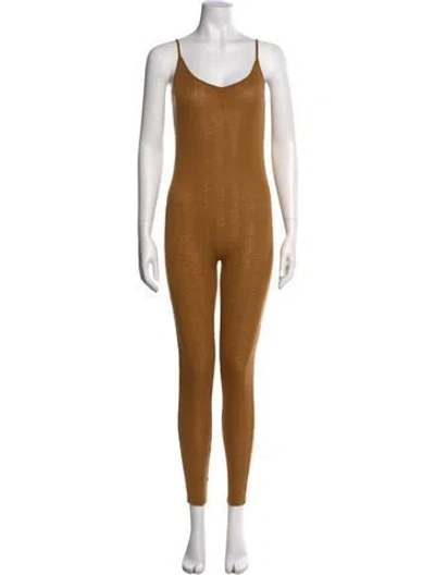 Pre-owned Suno Scoop Neck Jumpsuit In Brown
