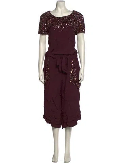 Pre-owned Suno Scoop Neck Jumpsuit In Burgundy