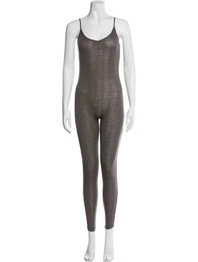 Pre-owned Suno Scoop Neck Jumpsuit In Gray