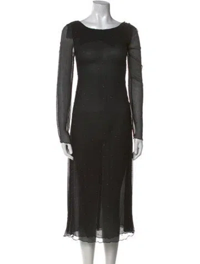 Pre-owned Suno Scoop Neck Midi Length Dress In Black