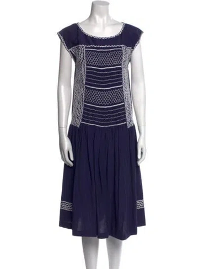 Pre-owned Suno Scoop Neck Midi Length Dress In Multi