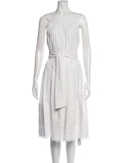 Pre-owned Suno Scoop Neck Midi Length Dress In White