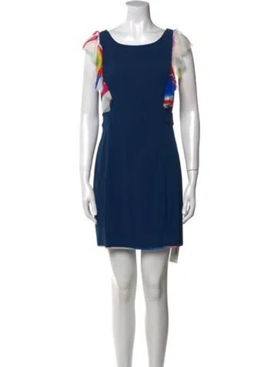 Pre-owned Suno Scoop Neck Mini Dress In Blue