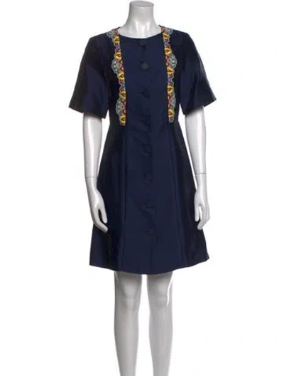 Pre-owned Suno Scoop Neck Mini Dress In Blue