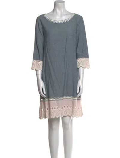 Pre-owned Suno Scoop Neck Mini Dress In Blue