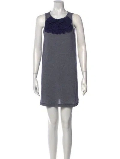 Pre-owned Suno Scoop Neck Mini Dress In Gray