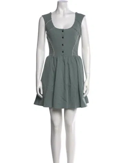 Pre-owned Suno Scoop Neck Mini Dress In Green