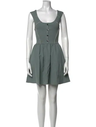 Pre-owned Suno Scoop Neck Mini Dress In Green
