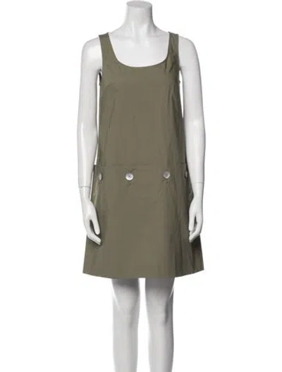 Pre-owned Suno Scoop Neck Mini Dress In Green