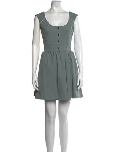 Pre-owned Suno Scoop Neck Mini Dress In Green
