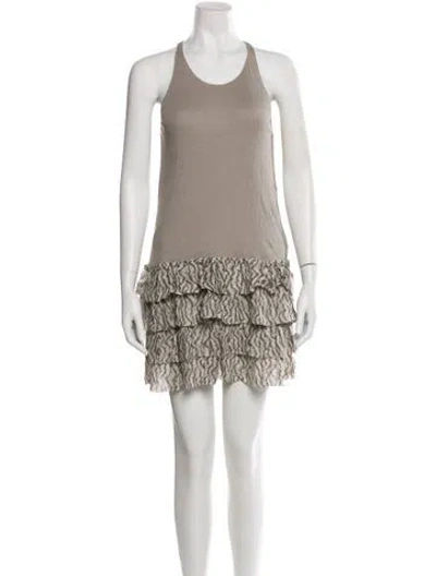 Pre-owned Suno Scoop Neck Mini Dress In Neutral