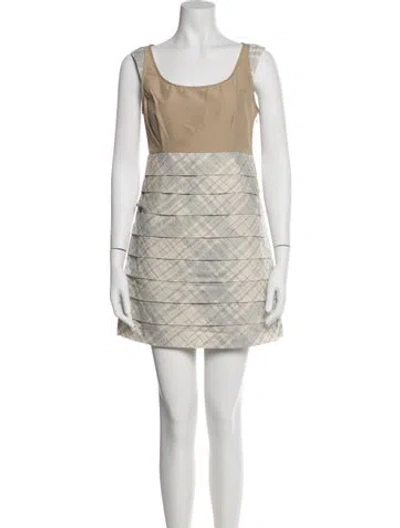 Pre-owned Suno Scoop Neck Mini Dress In Neutral