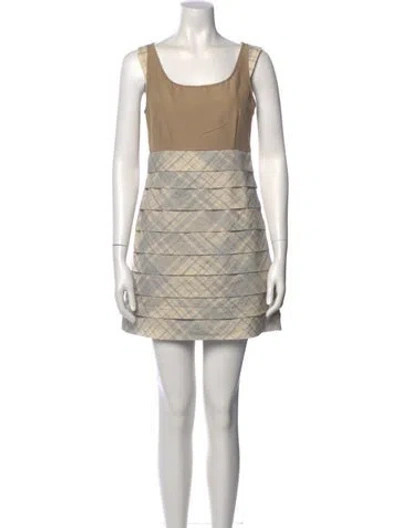 Pre-owned Suno Scoop Neck Mini Dress In Neutral