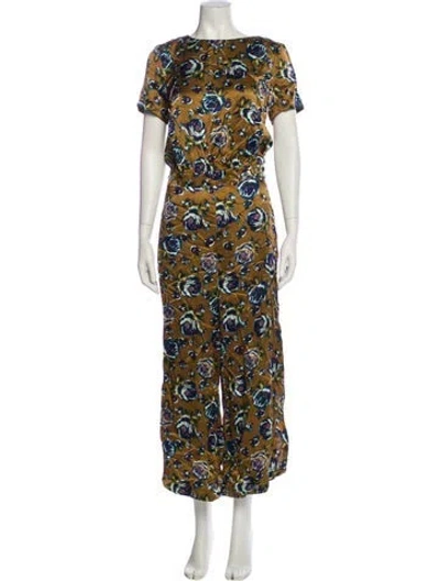 Pre-owned Suno Silk Floral Print Jumpsuit In Blue