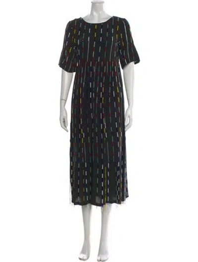 Pre-owned Suno Silk Long Dress In Black