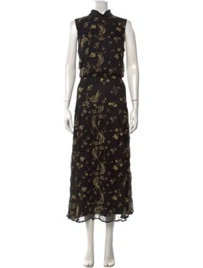 Pre-owned Suno Silk Long Dress In Black/gold