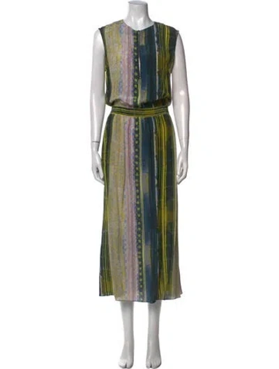 Pre-owned Suno Silk Long Dress In Blue