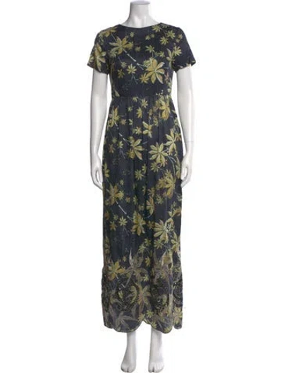 Pre-owned Suno Silk Long Dress In Blue