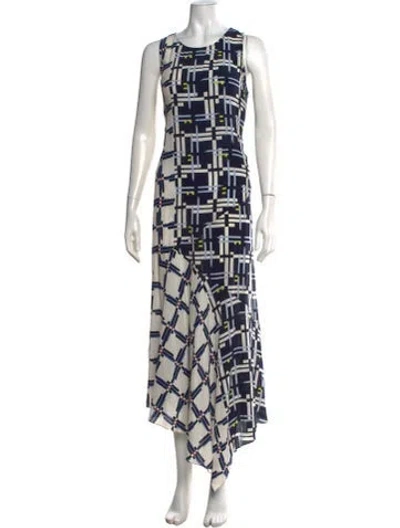 Pre-owned Suno Silk Long Dress In Blue