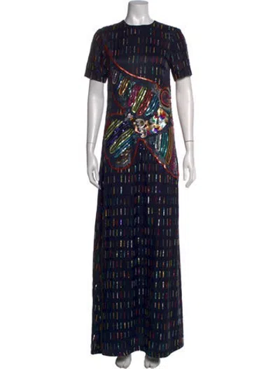 Pre-owned Suno Silk Long Dress In Blue