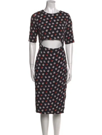 Pre-owned Suno Silk Midi Length Dress In Black