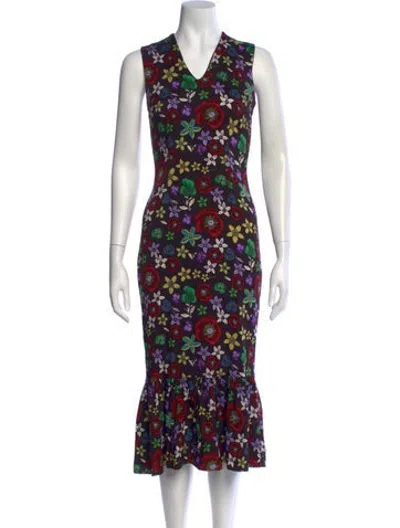 Pre-owned Suno Silk Midi Length Dress In Black